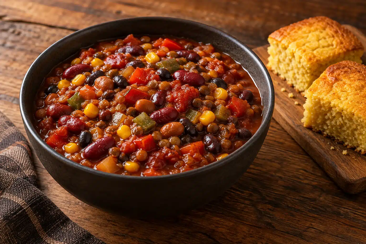 Vegan and Gluten-Free Chili with Cornbread
