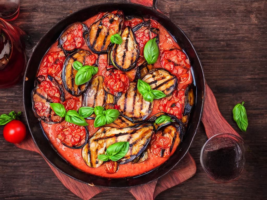 Vegan and Gluten-Free Grilled Eggplant Steaks with Tomato Basil Sauce Recipe