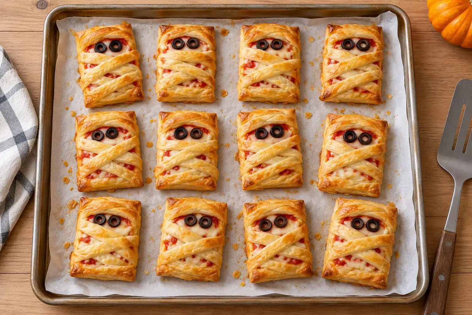 Halloween Puff Pastry Mummies: Crispy Pizza Snacks for a Party