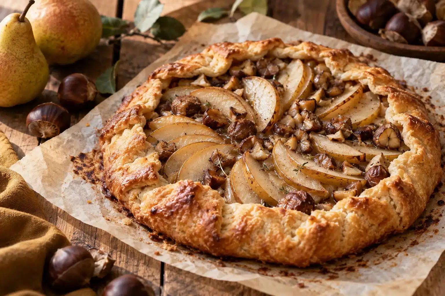 Rustic Pear and Chestnut Galette with Cinnamon